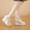 Tacones de Cuña con Suela Gruesa y Punta Redonda de Cuero Genuino para Mujer, Modelo Nuevo 2026 Zapatos de Tacón Alto, Zapatos con Cordones de Corte Profundo para Mujeres Bajitas, Zapatos de Tacón Ultra Alto de Cuero