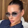 Óculos de sol metálicos estilo vintage novos da moda europeia e americana, estilosos e versáteis, óculos de sol populares de estilo de rua para garotas da moda