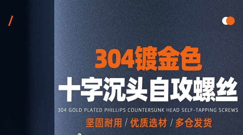 304不锈钢镀金色十字沉头自攻螺丝_01_01.jpg