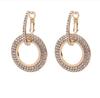 Pendientes de circonita circular de estilo coreano, muy populares, a la moda, con microestrás, G1019