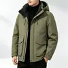 Chaqueta de plumón para hombre 90% plumón de pato blanco con capucha engrosada Ropa de trabajo Chaqueta de plumón Protección contra el frío al aire libre en invierno Chaqueta con carcasa Moderna