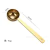 Cuchara medidora de acero inoxidable 304 herramienta para hornear cuchara medidora de granos de café leche en polvo dorado plateado mango largo cuchara de cocina para el hogar