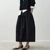 Falda MIDI de Parches Elástica en la Cintura Otoñal CES para Mujer, Suelta tipo Algodón, Casual, Línea A, Falda tipo Paraguas