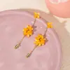 Pendientes Súper Hada de Osmanthus con Flecos y Perlas Dulces y Suaves Pendientes de Nicho Pendientes de Atmósfera Retro Francesa Versátiles para Mujer