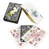 Cartas de juego de alta calidad, diseñadas a medida con detalles en pan de oro, bordes dorados y papel de núcleo negro, fabricadas por una fábrica especializada en troquelado e impresión