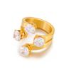 Anillo abierto de acero inoxidable en oro de 18 quilates con 4 diamantes estilo INS de moda europea y americana, anillo de lujo ligero para mujer