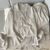 Conjunto de Pijama de Algodón Nube para Hombre, Primavera y Otoño, Color Sólido Sencillo, Manga Larga y Pantalón Largo, Ropa de Casa Casual Elegante para Adolescentes