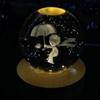 Luminária de Mesa Bola de Cristal Luminosa, Artesanato Esculpido, Ornamentos de Cristal, Bola de Constelação, Lembrança de Formatura, Base de Madeira Luminosa