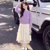Suéter Cardigan para Niñas 2026 Nueva Moda Otoñal Estilo Coreano Versátil Casual Suéter con Lazo para Niños Mayores