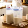 Contenedor de Arroz Sellado Estilo Japonés con Taza Medidora, Caja Almacenadora de Granos a Prueba de Humedad y Insectos, Contenedor para Comida de Gatos y Perros, Tarro de Almacenamiento de Arroz