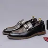 Mocassins de Couro Masculinos 2026, Sapatos Lacados para Noivos de Casamento, Mocassins Slip-On de Couro Bovino Genuíno Metálico para Homens