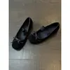 Primer Encuentro Temporada Retro Punta Cuadrada Correa Elástica Moño Zapatos Planos Ballet Mary Jane