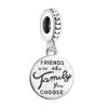 Colgante redondo Panjia con letras de marca, amistad familiar, amigos, familia, estilo artístico, versátil, cobre blanco, chapado en plata