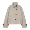 Atacado de fabricante de roupas femininas transfronteiriço 2026 AliExpress item mais vendido moda casual retrô jaqueta curta com gola alta