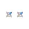 Pendientes de trébol de cuatro hojas de plata s925 con circonita de color dopamina para mujer, frescos y dulces, amigables con el oído, tachuelas para el cartílago, accesorios para el oído
