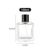 Botella de Perfume Cuadrada de Vidrio Transparente de 50 ml Botella con Atomizador Creativa de 100 ml Cuadrada Plana Fondo Grueso Bayoneta Botella de Vidrio Reenvasada