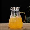 Botella de agua fría con patrón martillado de grano de arroz, vidrio borosilicato, jarra para jugo, gran capacidad, tapa de acero inoxidable, secado, blanco frío, botella de agua fría