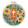 Kit de Materiales de Bordado con Aguja Perforada de Lana DIY Transfronterizo, Regalo de Bordado con Aguja Perforada Estilo Serie Floral de Dibujos Animados Hecho a Mano