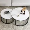 Juego de mesa de centro redonda retráctil simple para sala de estar, mesa de centro combinada deslizante minimalista para apartamentos de alquiler, mesa de té de ocio para sala de recepción, en stock