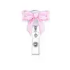 Insignia de Dibujos Animados Carrete para Insignias con Lazo Rosa para Tarjeta de Identificación Portainsignias Retráctil Clip de Cocodrilo