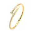 Pulsera de Clavo Abierto con Cierre Completo de Diamantes, de Venta Caliente Transfronteriza, No se Desvanece, Forma Redonda, Joyería Versátil Vintage de Gama Alta