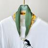 Bufanda de Seda Verde para Mujer Hebilla Magnética Collar de Perlas Verano Bufanda Decorativa Combinable Pulsera Decorativa Venta al por Mayor