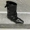 Botas de Moda Chuyuji Negras Estilo Británico Retro 2026 para Mujer Otoño/Invierno con Plantilla Elevadora y Diseño para Adelgazar la Pierna para Mujeres Petitas