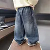 Jeans holgados para niños, nuevos pantalones largos anchos de estilo coreano para primavera y otoño para niños pequeños, pantalones largos modernos para niños