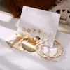 Brincos de Argola Dourados da Moda Conjunto de Brincos Punk com Pérolas para Senhoras