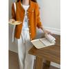 Cárdigan de Punto Estilo Coreano para Mujer Otoño e Invierno Nuevo Solapa Cruzada Holgado de Un Solo Botón Casual Versátil Chaqueta Suéter para Mujer
