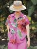 Amazon Primavera y Verano talla extra Chica rellenita holgada Elegante Casual Estilista Camisa estampada de manga corta que reduce la edad Lel