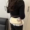 Bolso Bandolera Simple Textivo de Color en Contraste para Mujer Primavera 2025 Nuevo Bolso Ins Creciente para Dama Estilo Occidental Bolso de Mujer