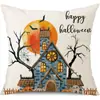 Funda de Almohada Halloween Calabaza Divertida Transfronteriza Amazon Estampado de Lino Funda Decorativa para Cojín de Sofá del Hogar