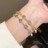 Pulseira com Fivela de Nariz de Porco em Zircônia Banhada a Ouro Real 18K Pulseira de Luxo Acessível High-End Joia de Mão Elegante da Moda Atacado
