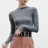 Gris Francés Suéter de Cuello Alto Elegante Tejido de Punto para Mujer Otoño e Invierno Tejido de Lana Moda Ajustado Top Interior