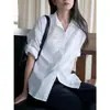 Louvre Outono Inicial Nova Camisa Estilo Japonês Alta Inteligência Estilo Relaxado Linhas Limpas Patchwork Desconstruído Top Levemente Solto para Mulheres
