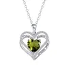 Colar Coração Eterno Amor com Diamantes Incrustados e Corrente de Clavícula em Formato de Coração Duplo Gravado Pingente de Doze Cores de Pedra de Nascimento Luxo Leve