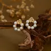 Pendientes de Perla Franceses Retro con Aguja de Plata S925 para Mujer Diseño de Nicho Pendientes de Rosa de Alta Gama Pendientes Exquisitos