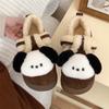 Sandálias Birkenstock Ins Girly Coração para Mulheres no Inverno com Forro de Lã para Aquecimento, Solas Grossas, Solas Macias, Calcanhares Abrangentes, Sapatos de Algodão Fofos de Cachorro para Usar na Rua