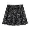 Falda Negra con Diseño Floral, Falda de Verano para Mujer de Nicho de Cintura Alta en Línea A, Falda Corta con Volantes Estilo Dulce