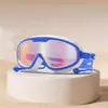 Óculos de Natação Multicor Aerodinâmicos de Armação Grande com Galvanoplastia Colorida, à Prova d'Água e Anti-Embaçante, Emagrecimento Facial, Adequados para Fontes Termais, Natação e Parques Aquáticos
