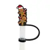 Protector de pajita de silicona de dibujos animados compatible con botellas de agua Stanley, tapa de pajita a prueba de polvo y manchas, decoración de regalo de Navidad
