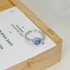 Anel Aberto de Luxo Leve com Zircônia Aquamarina Totalmente Cravejado Design de Nicho Flor de Bebê Anel Personalizado para Dedo Indicador para Mulheres