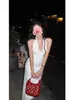 Vestido Retro Blanco de Moda con Lunares, Cuello en V, de Tirantes para Mujer, Verano, Francés, Sexy, Espalda Descubierta, Elegante, Falda de Longitud Media