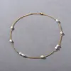 Cadena para Clavícula Chapada en Oro de Lujo Nicho Oro Verdadero 18K Collar con Colgante de Perlas de Agua Dulce Natural Moda Europea y Americana para Mujer