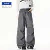 Lavado Fermentado Arrugado Vintage Ropa de Trabajo Jeans de Mezclilla Hombres Altos Extra Largos Rectos Sueltos Micro Acampanados Pantalones de Trabajo Franceses Adolescente Moderno