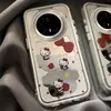 Adequado para Capa de Celular Huawei Mate70 com Bolinhas Vazadas e Gato Kt com Design Único, Novo para Huawei Mate60 Pro