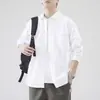 Nueva camisa de manga larga de algodón puro vintage para hombre de otoño, corte holgado, marca de moda, camisa de cuello vuelto estilo ins, chaqueta de trabajo casual, moderna