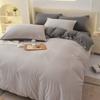 Conjunto de Quatro Peças de Cor Pura Personalizado Transfronteiriço Simples Lavado Escovado Capa de Edredom Estilo Ins Capa de Edredom Dormitório Outono e Inverno Roupa de Cama