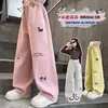 Pantalones de Primavera para Niñas 2025 Nuevos Elegantes de Pierna Ancha para Niños Mayores, Pantalones Deportivos Casuales tipo Jogger para Niños